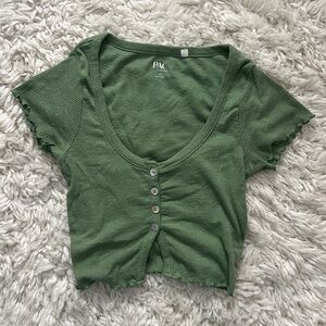 PacSun Ribbed Button Top - Green